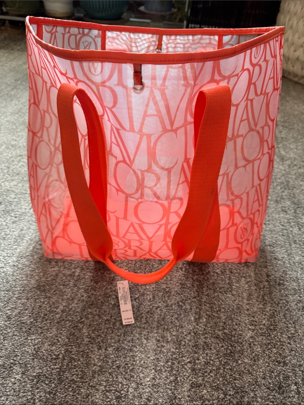 Victoria's Secret Coral Pink Logo Mesh Tote